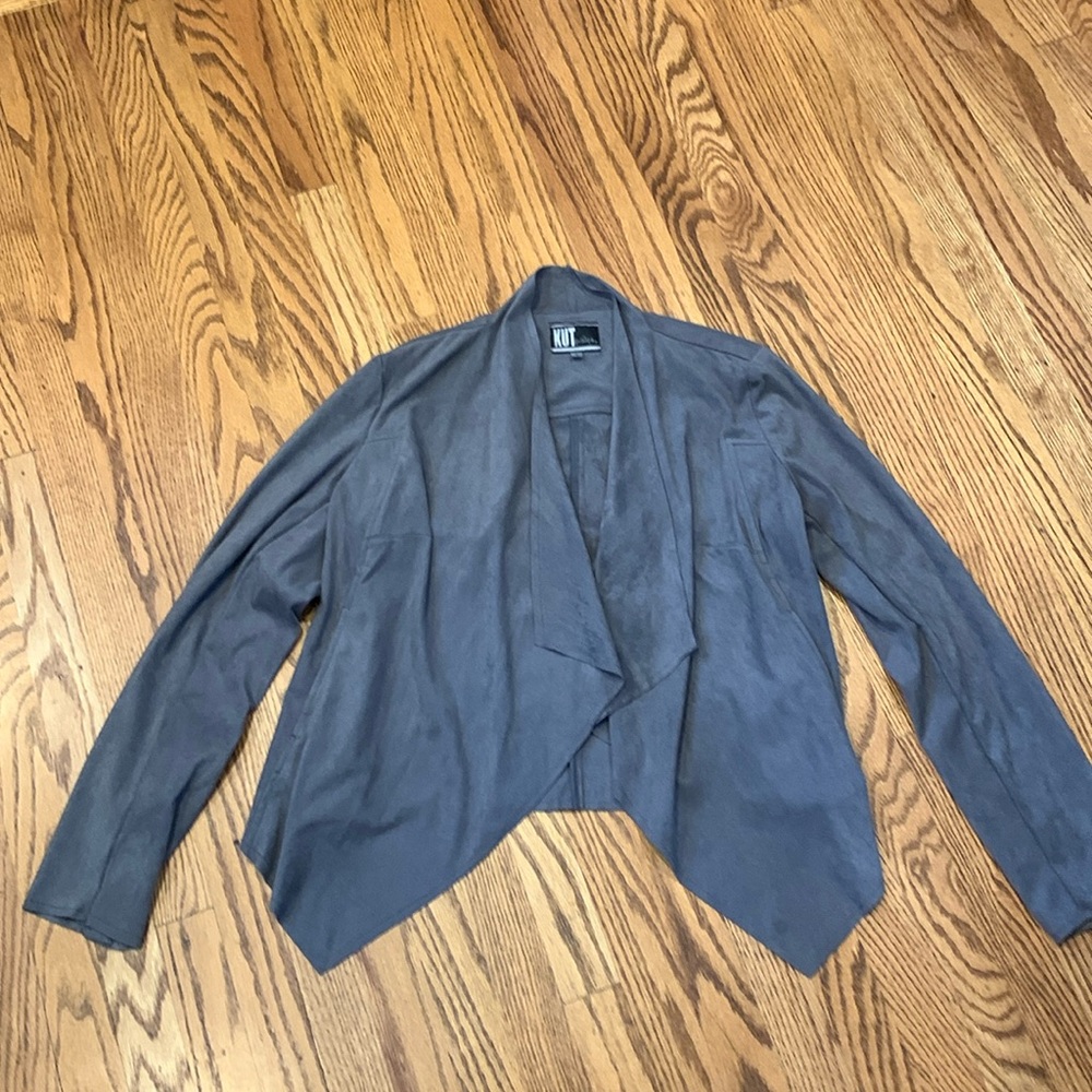 Kut from kloth open front faux suede draped cardigan